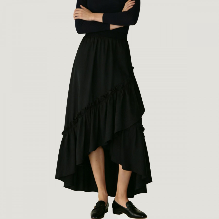 Renaissance-style high-waisted ruffle skirt