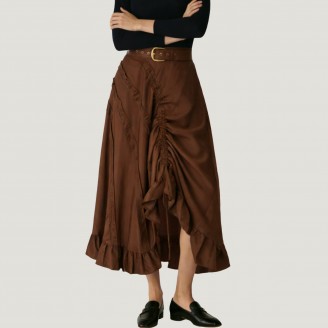 Retro Ruffled High-Waisted A-Line Maxi Skirt