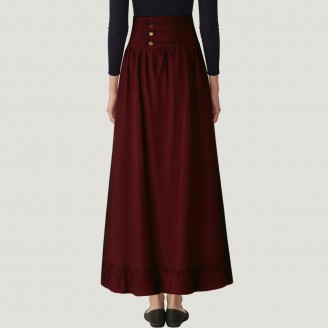 High-waisted ruffled pleated maxi skirt