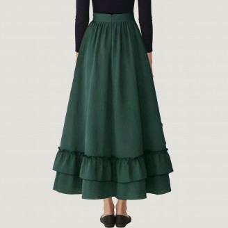 Double-layered Renaissance long dress with ruffles