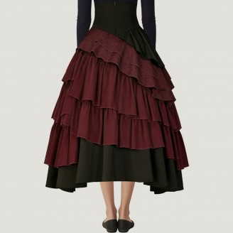High-waisted multi-layered ruffle skirt