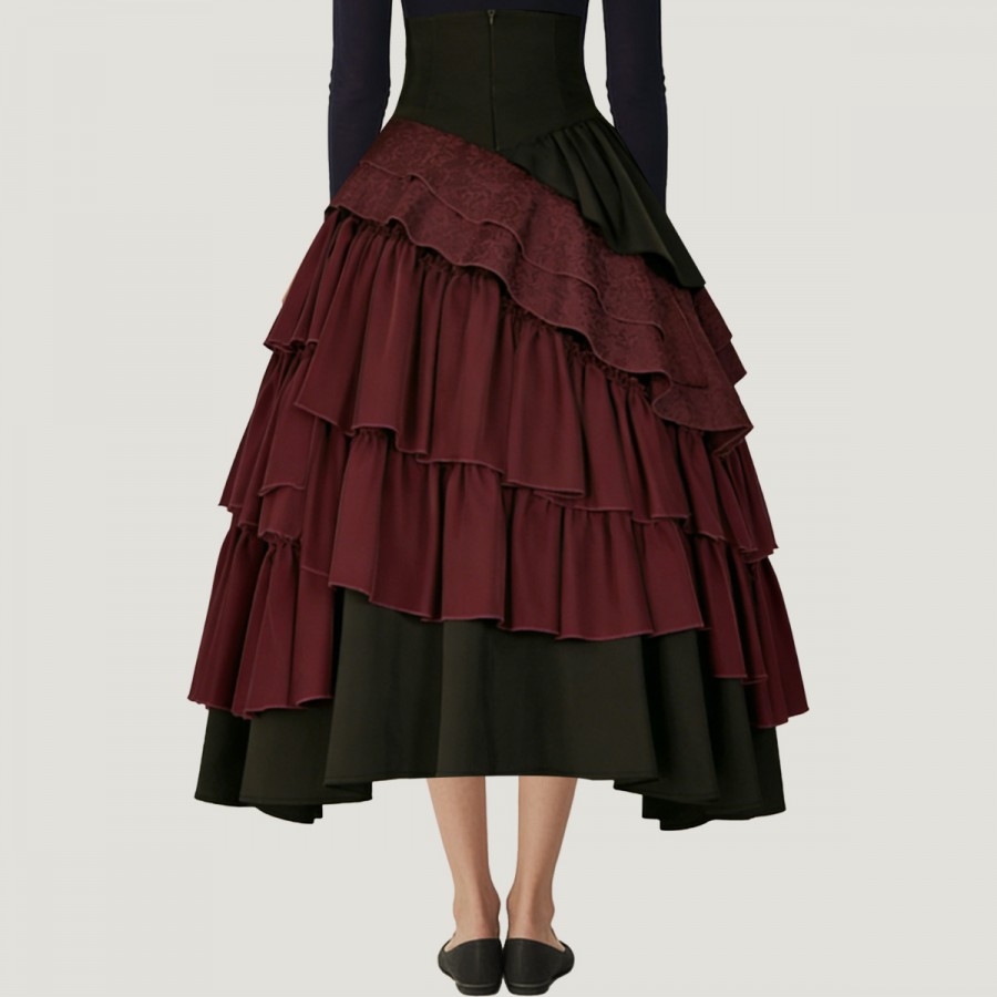 High-waisted multi-layered ruffle skirt