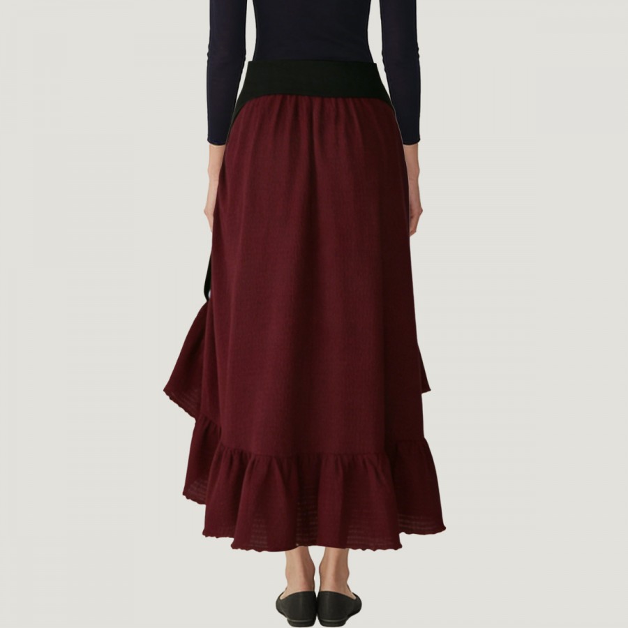 Women's high-waisted ruffle skirt