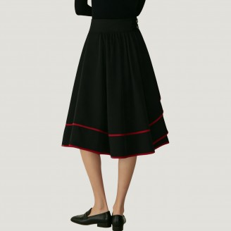 Color-blocked high-waisted A-line skirt