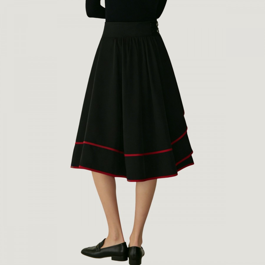 Color-blocked high-waisted A-line skirt