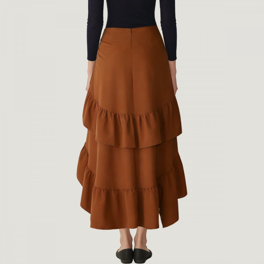 Sweet and refreshing high-waisted slimming ruffle skirt