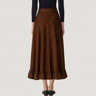 Retro Ruffled High-Waisted A-Line Maxi Skirt