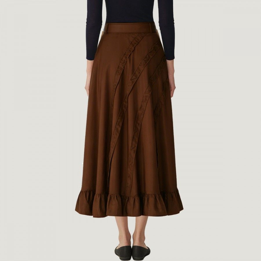 Retro Ruffled High-Waisted A-Line Maxi Skirt